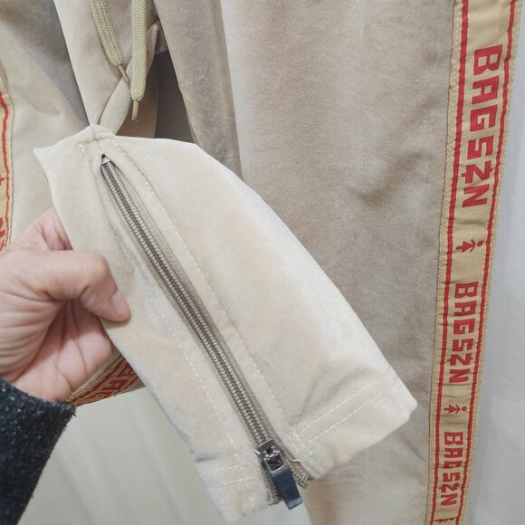 Pimperelli Unisex RARE Velvet BAGSZN Red Trim Elastic Waist Jogger Pants, Small - Picture 4 of 8